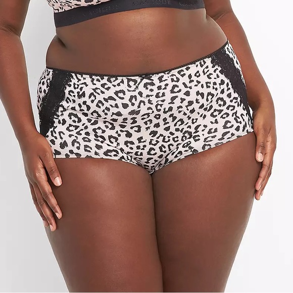 Cacique Lane Bryant Pink and Black Cheetah Print Lace Chemise Matching Boyshort - Picture 2 of 4